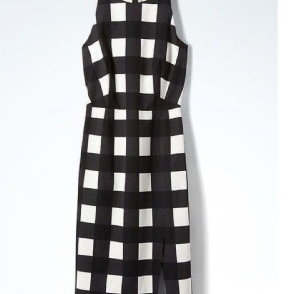 Banana Republic Black and White Halter Sheath Midi Dress - Picture 2 of 15